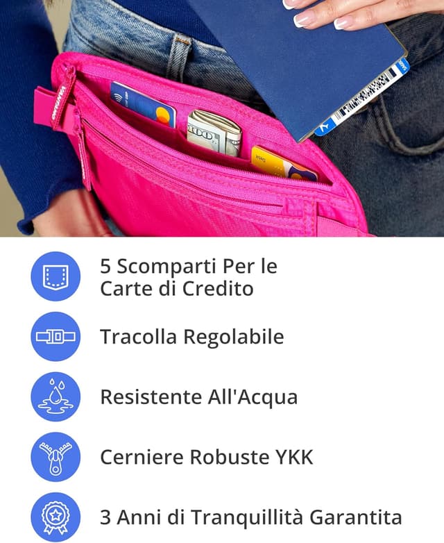 Thumbnail 4 de Cintura viaggi nascosta RFID portafoglio