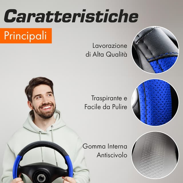 Thumbnail 2 de Upgrade4cars Coprivolante Tipo D Nero Blu 37-38 cm