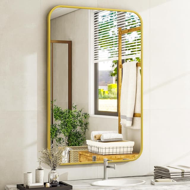 Detalle de 36x24 Inch Black Bathroom Mirror with Aluminum Alloy Frame and Explosion-Proof Glass