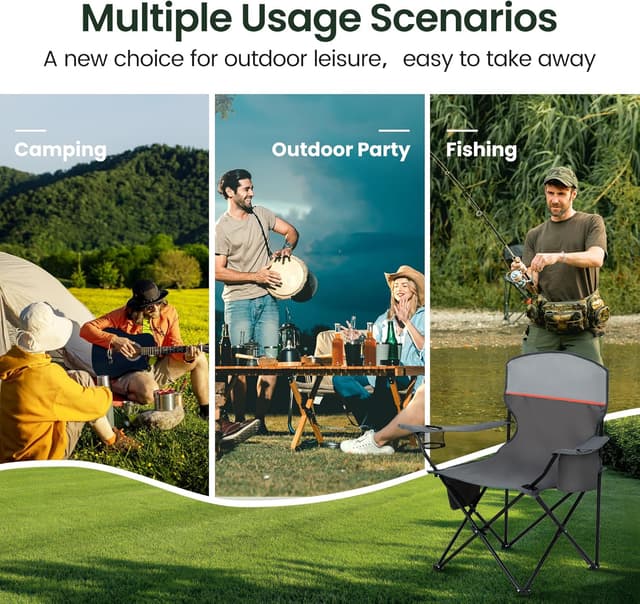 Thumbnail 6 de HIGH POINT SPORTS Campingstuhl faltbar im 2er-Set bis 102 kg – mit Getränkehaltern, Armlehnen & Seitentasche