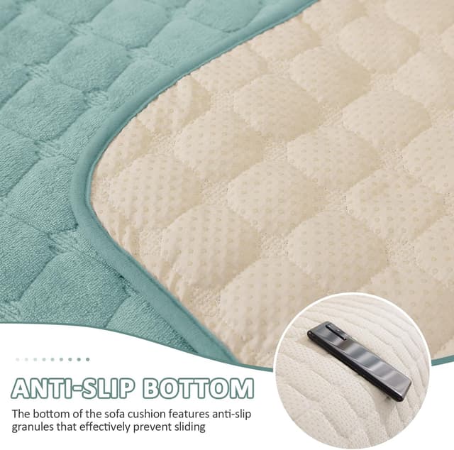 Detalle de Ystyle Copridivano in pile morbido con base antiscivolo, telo lavabile per divani 1/2/3/4 posti e chaise longue (turchese, 90x90 cm)