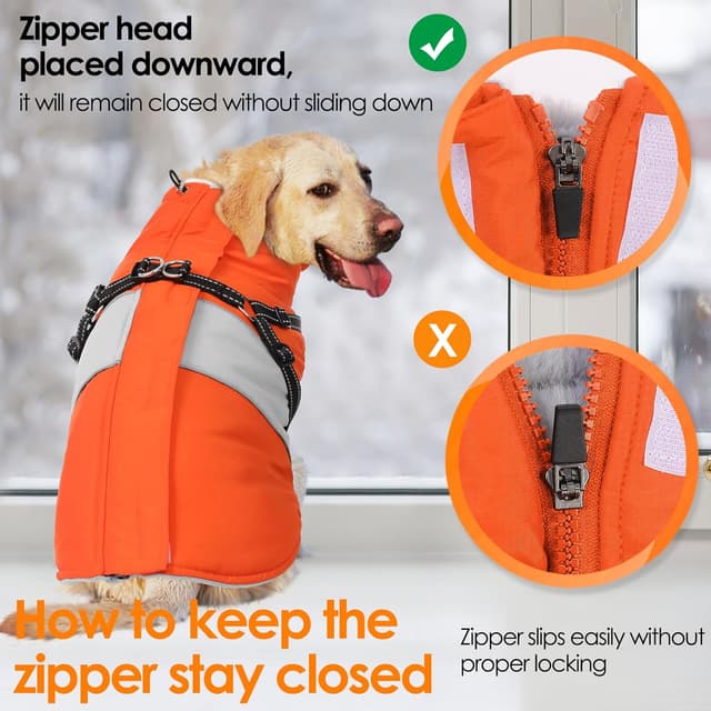 Thumbnail 6 de AOFITEE Dog Coat with Harness Built In (Waterproof Puffer Jacket, Fleece Collar) – XS