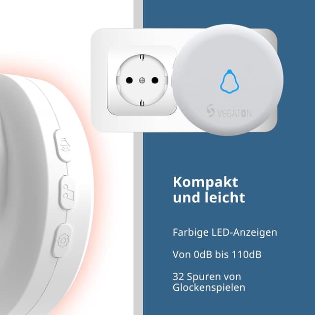 Detalle 2 de VEGATON Funkklingel mit 150 m Reichweite