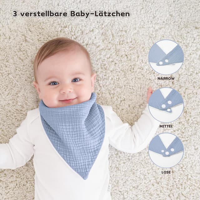 Detalle 2 de Susurration Baby Dreieckstuch Lätzchen mit 2 Druckknöpfen