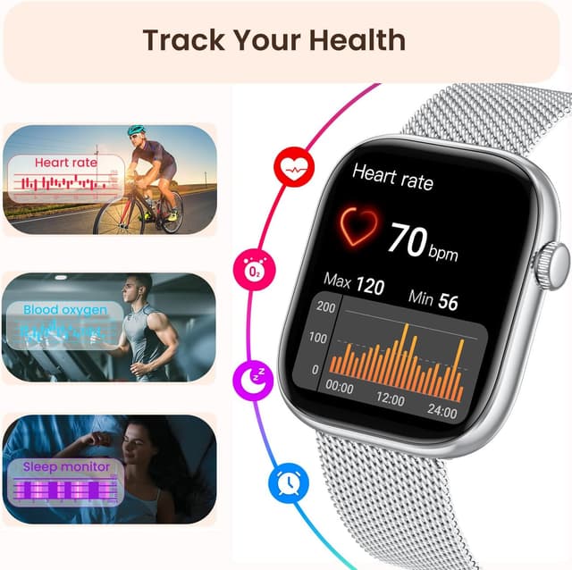 Detalle 1 de idomars Lady Smartwatch for iOS & Android (IP67) with SpO₂, heart rate, sleep and call features