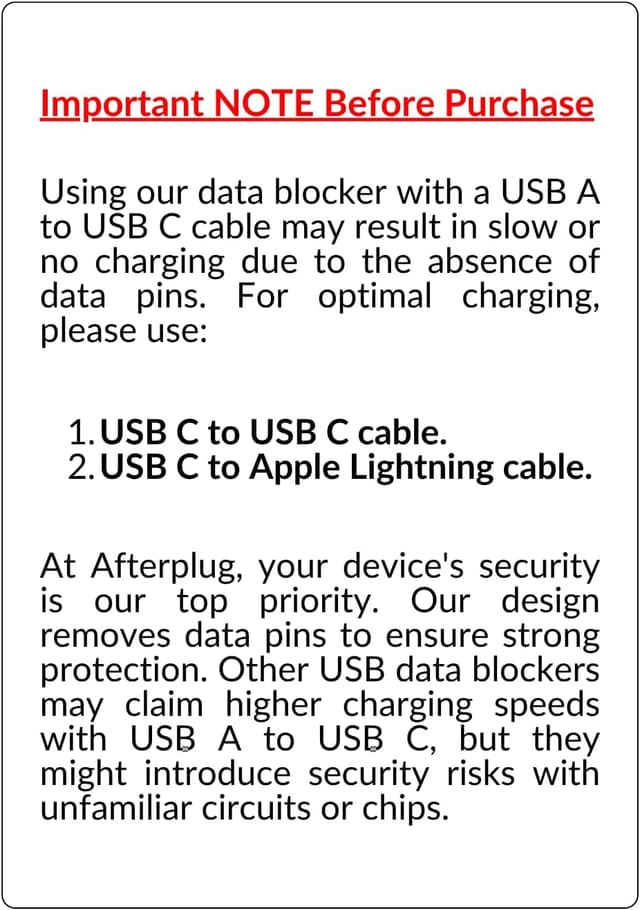 Detalle 2 de Afterplug USB C to C Data Blocker 240W pack 🔌