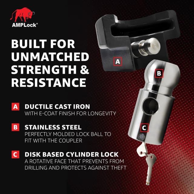 Thumbnail 2 de AMPLOCK U-BRP2516 Trailer Coupler Lock 2-5/16" 🔒