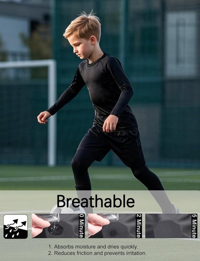 Detalle de HovSiyla Youth Boys’ Compression Pants Quick Dry Sports Base Layer Tights