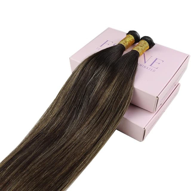 Thumbnail 6 de Fshine Genie Weft Extensions aus Remy Echthaar – Balayage Dunkelbraun bis Kastanienbraun, 60 cm / 60 g (Echthaar Tressen)