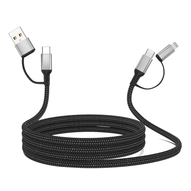 Detalle de 2m 4-in-1 Multi-USB-Ladekabel (USB‑C/Lightning) für iPhone & Android – Schnellladen bis 3A