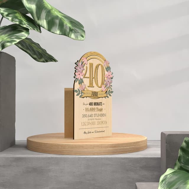 Thumbnail 1 de Rubinhochzeit Karte 40 Jahre Holzkarte