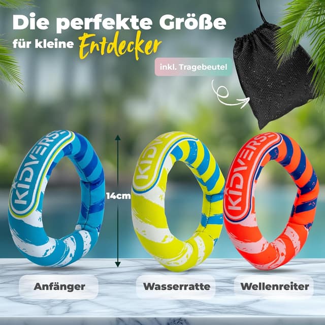 Detalle 2 de KIDVERSE Tauchringe für Kinder ab 6 Jahren – Neopren-Tauchspielzeug mit Sandfüllung