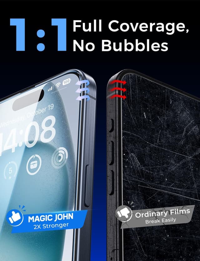 Thumbnail 6 de MAGIC JOHN iPhone 15 screen protector 2-pack