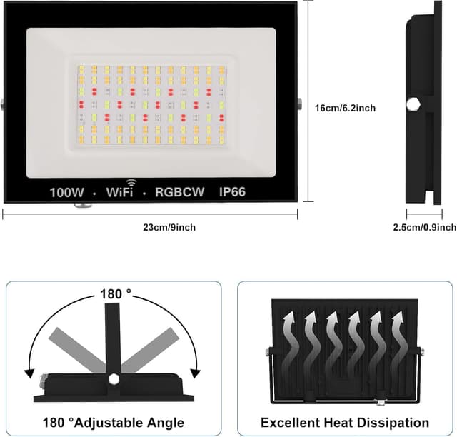 Thumbnail 6 de NATPOW LED Flood Lights RGB 100W Outdoor Colour Changing