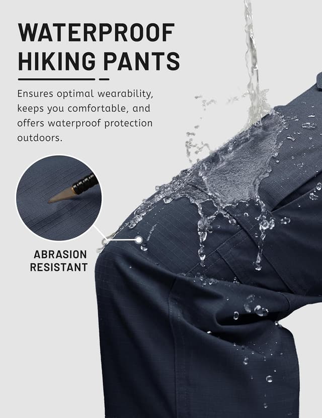 Detalle de TACVASEN Men’s Tactical Cargo Pants (Water Resistant Ripstop) with 8 Pockets for Work, Hiking & EDC