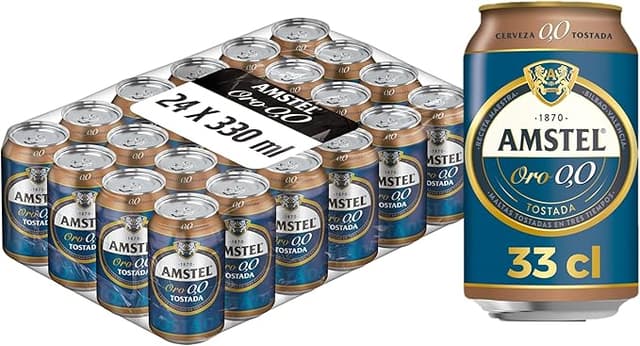 Detalle de Amstel Oro 0,0 Cerveza Tostada Sin Alcohol - 24 Latas 🍺