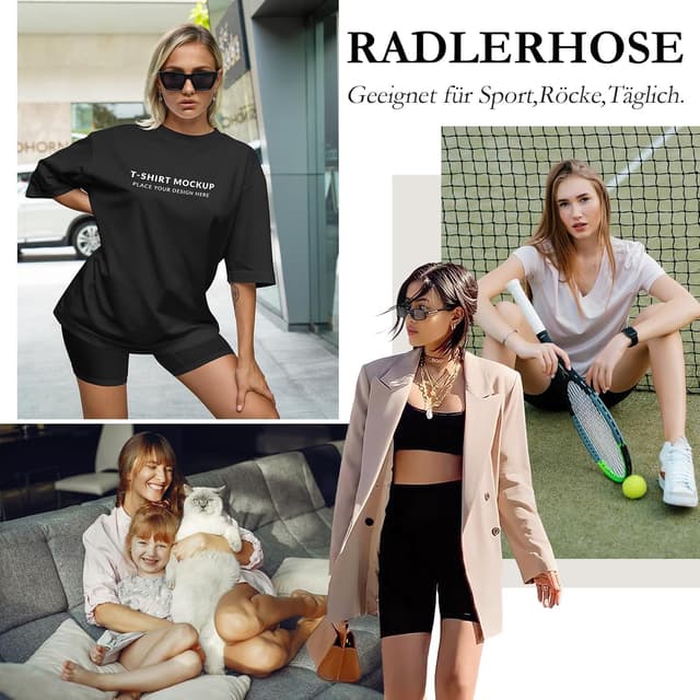 Detalle 1 de Radlerhose Damen Kurz 3er Pack