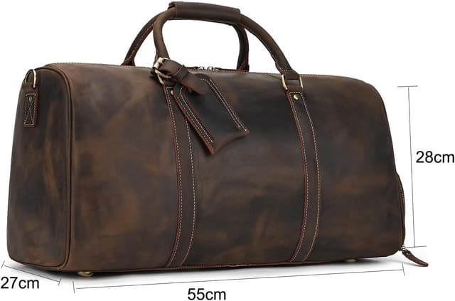Detalle de LUUFAN Leather Travel Bag Large Capacity Duffel with Shoe Compartment