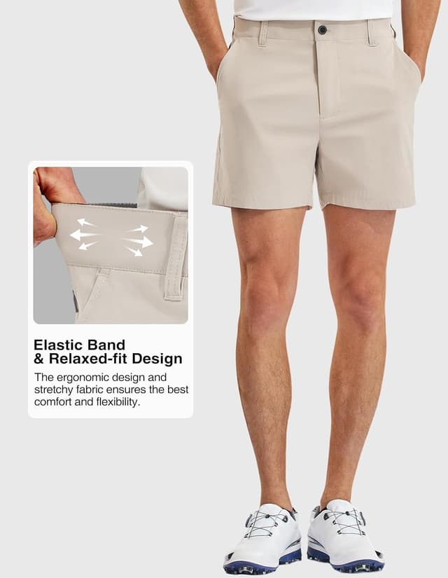 Detalle de PULI Golf Shorts for Men, Relaxed Fit Stretch Waterproof Quick-Dry 5-Inch Inseam