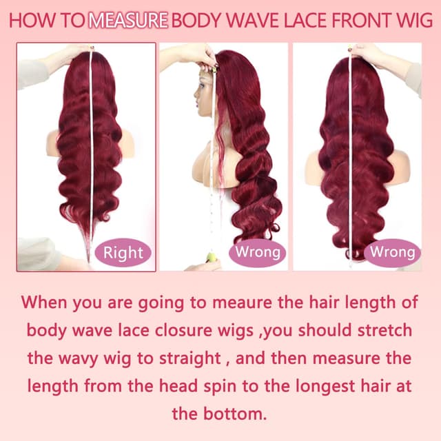 Thumbnail 6 de 30-Inch Burgundy 13x6 Lace Front Wig (99J) Body Wave Human Hair, 180% Density