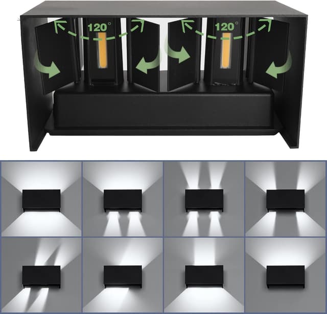 Detalle de wisdom line Lampada a parete Cubo LED IP65 25W regolabile 2200 lumen 6500K in alluminio (nero, luce fredda)