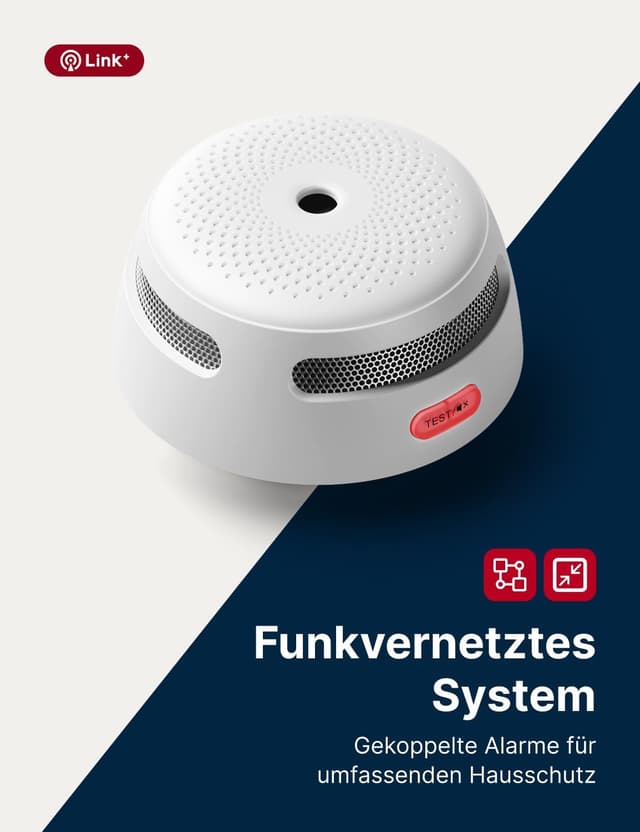 Detalle de X-Sense funkvernetzter Rauchmelder XS01-WR (6er-Set) mit bis zu 250 m Reichweite, batteriewechselfähig