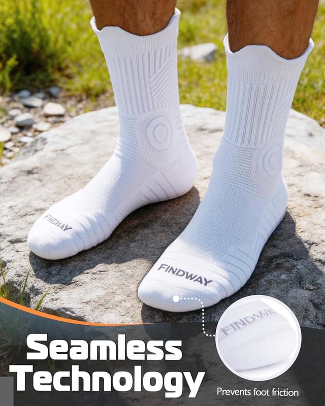 Detalle de Findway 3 Pairs Compression Running Socks (Moisture-wicking, Anti-blister, Cushioned) for Men & Women