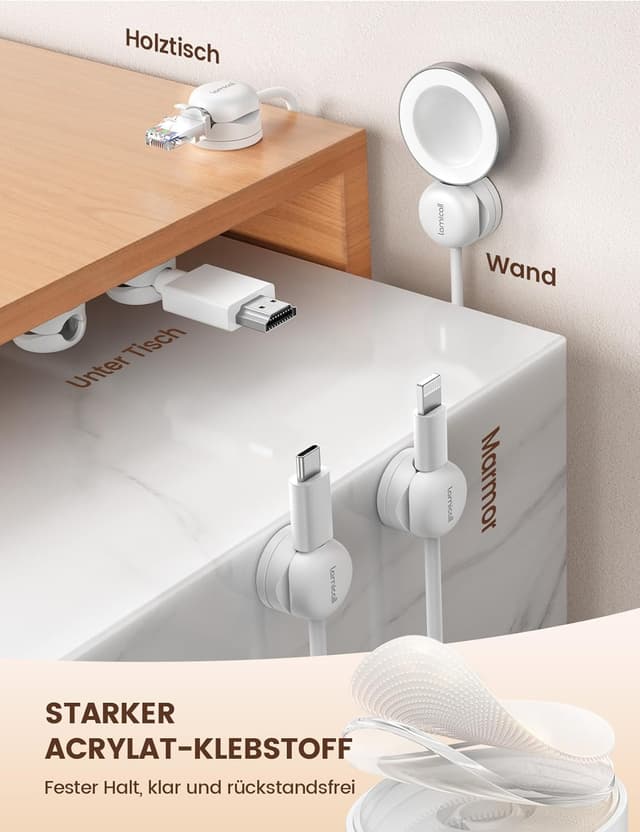 Detalle 2 de Lamicall Kabelhalter Selbstklebend 6 Stück 🔌