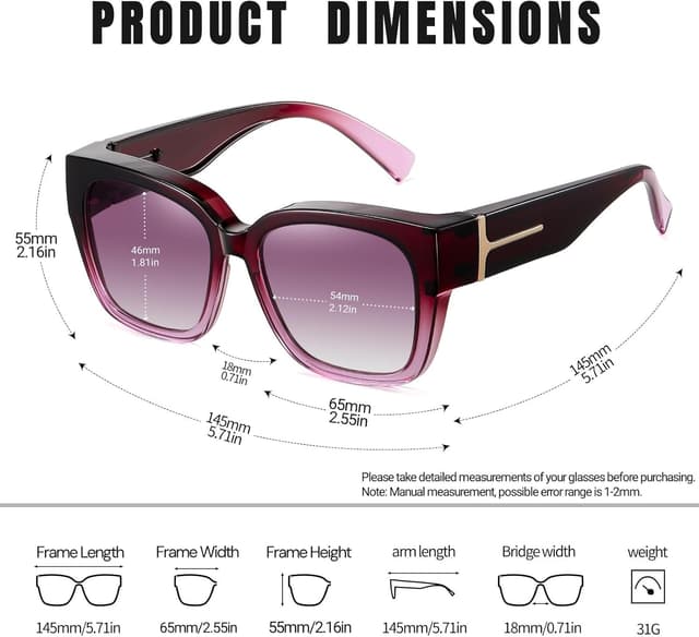 Detalle 2 de KANASTAL Übergröße Fit-Over Sonnenbrille mit UV400 und polarisierten TAC-Gläsern für Brillenträger