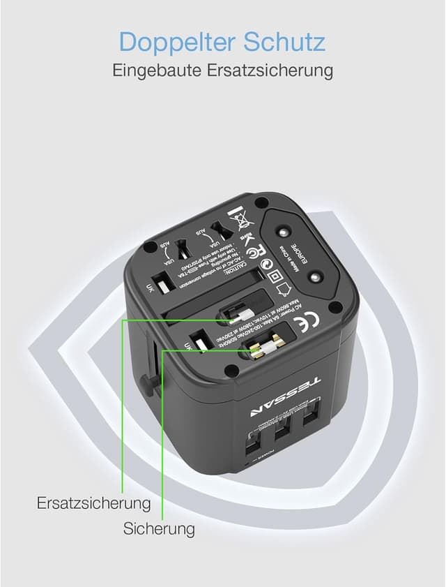Thumbnail 4 de TESSAN Adaptateur Voyage Universel 3 USB