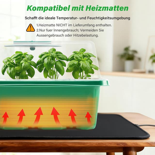 Detalle de Bonviee Zimmergewächshaus Anzuchtset mit 10 Stück Anzuchttöpfe, 120 Zellen (Mini-Gewächshaus) für Sämlinge