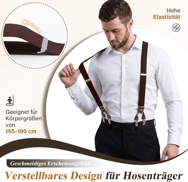 Detalle 2 de KANGDAI Herren Hosenträger aus Rindsleder 3,5 cm