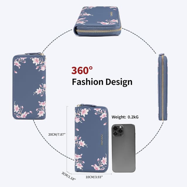 Detalle 2 de Pomelo Best portafogli in pelle da donna con blocco RFID, zip e cinturino da polso