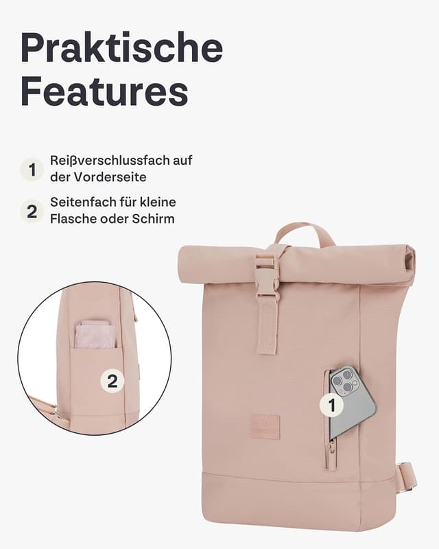 Thumbnail 6 de Johnny Urban Rolltop Rucksack Robin Small (12 Zoll Laptopfach) – kleiner Tagesrucksack für Uni, City & Business