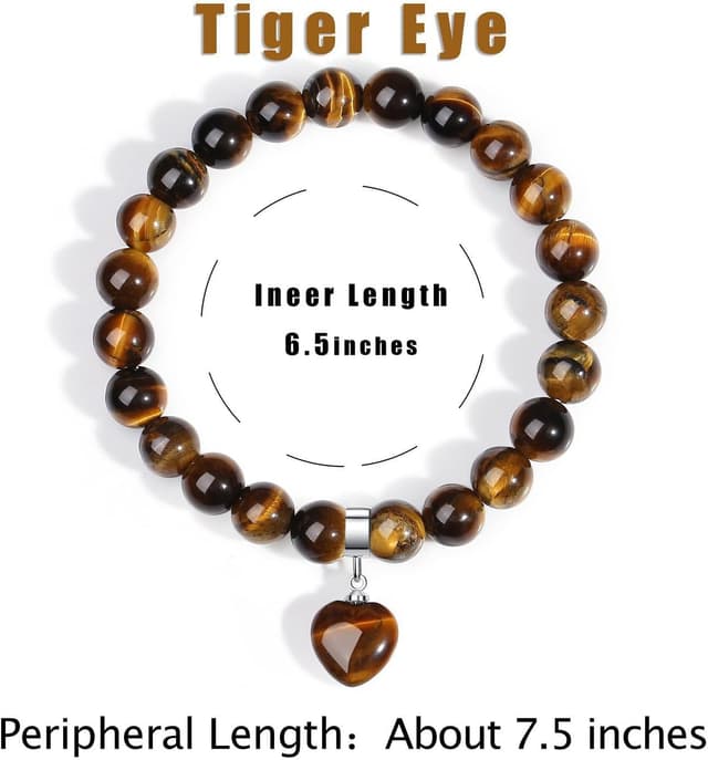 Detalle de XIANNVXI Herz-Armband für Damen mit Stein- und Kristallperlen (8 mm) – elastisches Perlenarmband als Schmuckgeschenk