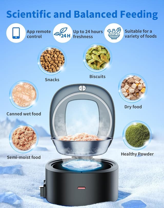 Detalle de HoneyGuardian 2 in 1 Secco Umido Dispenser Automatico per Gatti con Wi‑Fi 2.4G/5G e registrazione vocale 10s