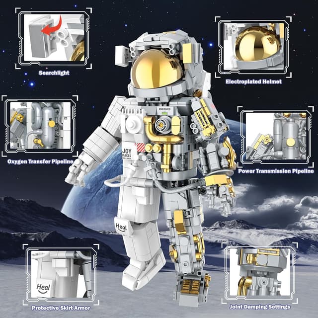 Detalle de JMBricklayer Space Astronaut Building Toy (1008 Pieces) with Display Stand for Adults & Teens 14+