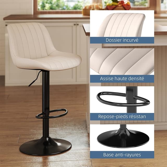 Detalle 2 de Youhauchair Tabouret bar 3 lot, 55 à 75 cm