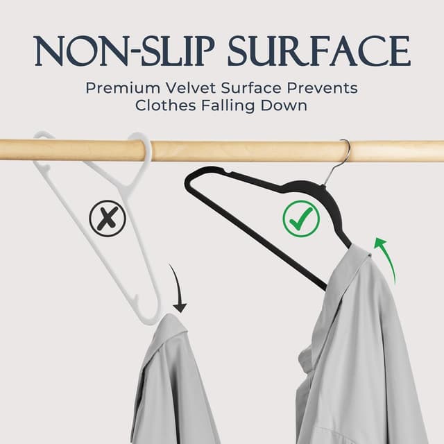 Thumbnail 1 de HOUSE DAY Velvet Non-Slip Suit Hangers 60-pack 👔