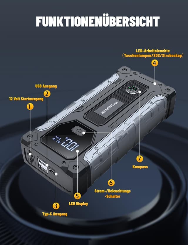 Thumbnail 5 de Sharmeal 8000A Starthilfe Powerbank