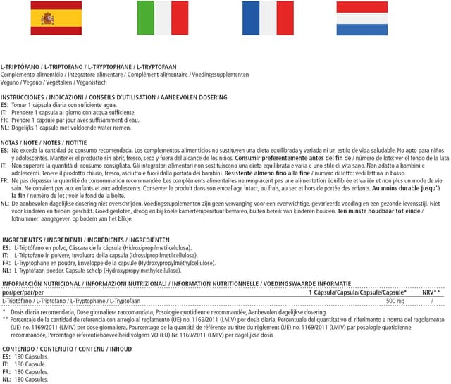Thumbnail 5 de Vitamaze L-Triptófano Puro 500mg 🌱 Cápsulas para Sueño Reparador