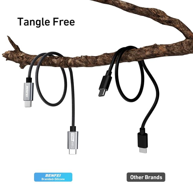 Detalle 2 de BENFEI New Silikon USB‑C Ladekabel (30 cm, 2er‑Set) mit 10 Gbps und bis zu 60 W