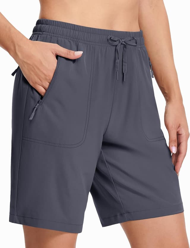 Detalle de MAGCOMSEN Women’s Lightweight Hiking Shorts (8") with Quick-Dry, Water-Resistant Finish & 3 Zipper Pockets