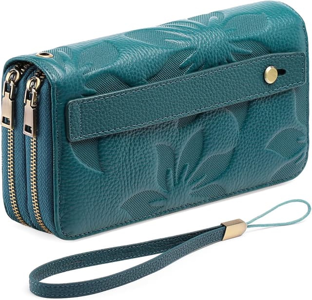 Detalle 2 de GAEKEAO Women’s Double-Zip Phone Clutch Wallet with RFID Blocking Wristlet Strap