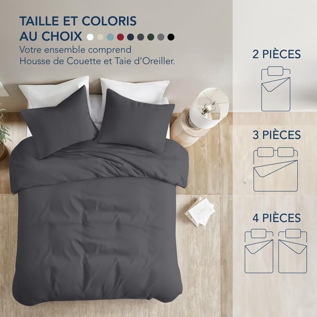 Thumbnail 5 de Dreamzie Housse de Couette 155x220 Microfibre Bordeaux