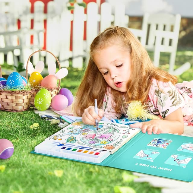 Detalle de JoyCat Paint with Water Water Colouring Books Set for Toddlers (Easter theme) – Light Green
