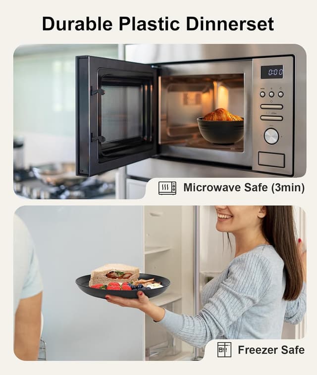 Detalle de Quatish 24-Piece Unbreakable Dinnerware Set for 6 🍽