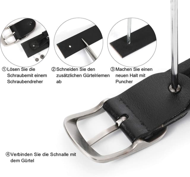 Detalle de JasGood Damen-Ledergürtel für Jeans & Kleider mit Dornschließe