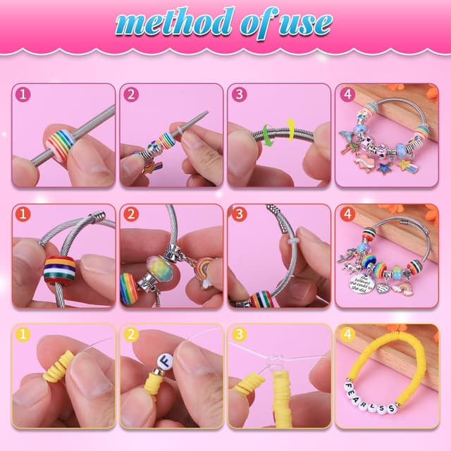 Detalle de AIPRIDY 3600-Piece Girls Bracelet Making Kit (Unicorn/Mermaid Theme) DIY Jewelry Crafts