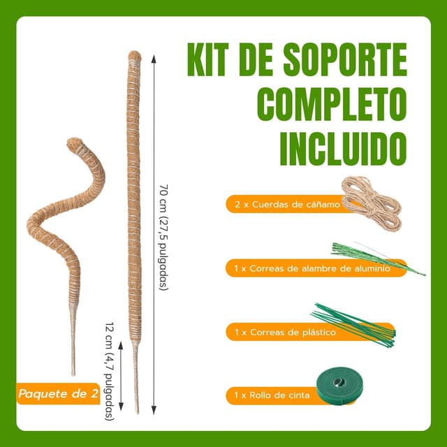 Thumbnail 6 de Wigearss Tutor de Coco 70 cm para plantas trepadoras